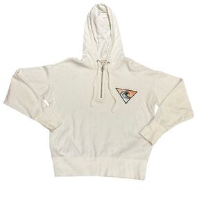 Billabong White Quarter Zip-Up Hoodie with Logo in Adult Medium